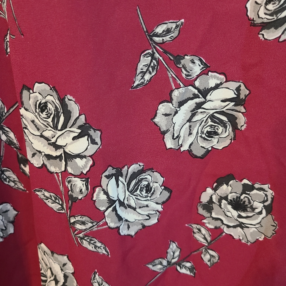 Torrid Georgette Floral Blouse Keyhole Magenta Long Sleeve Women's Size 0 (L 12) - Picture 8 of 15